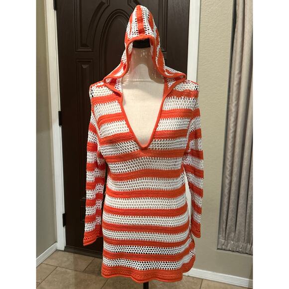 Tommy Bahama Orange and White Striped Sweater - Picture 1 of 5